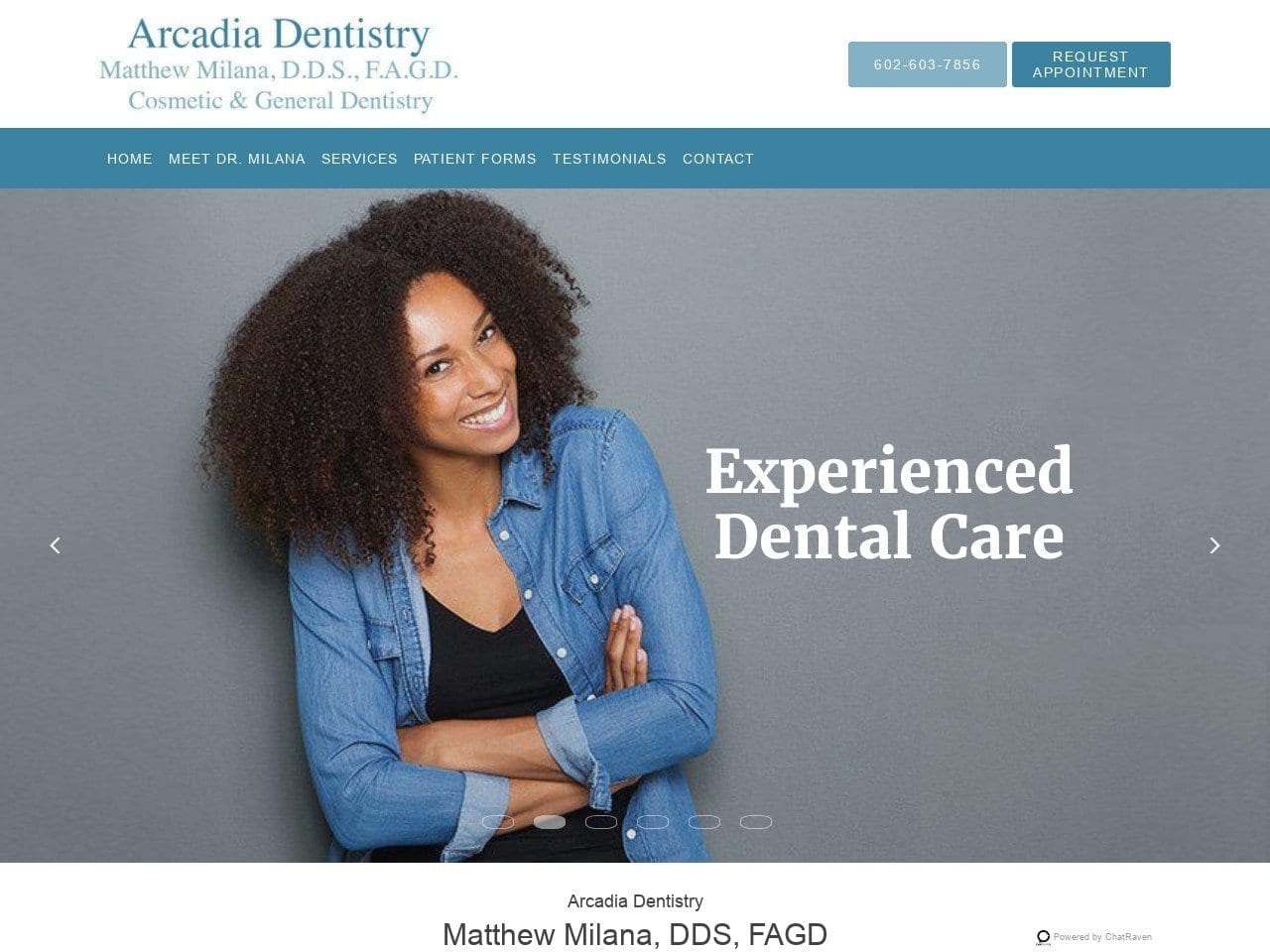 Arcadia Dentist Website Screenshot from milanadds.com