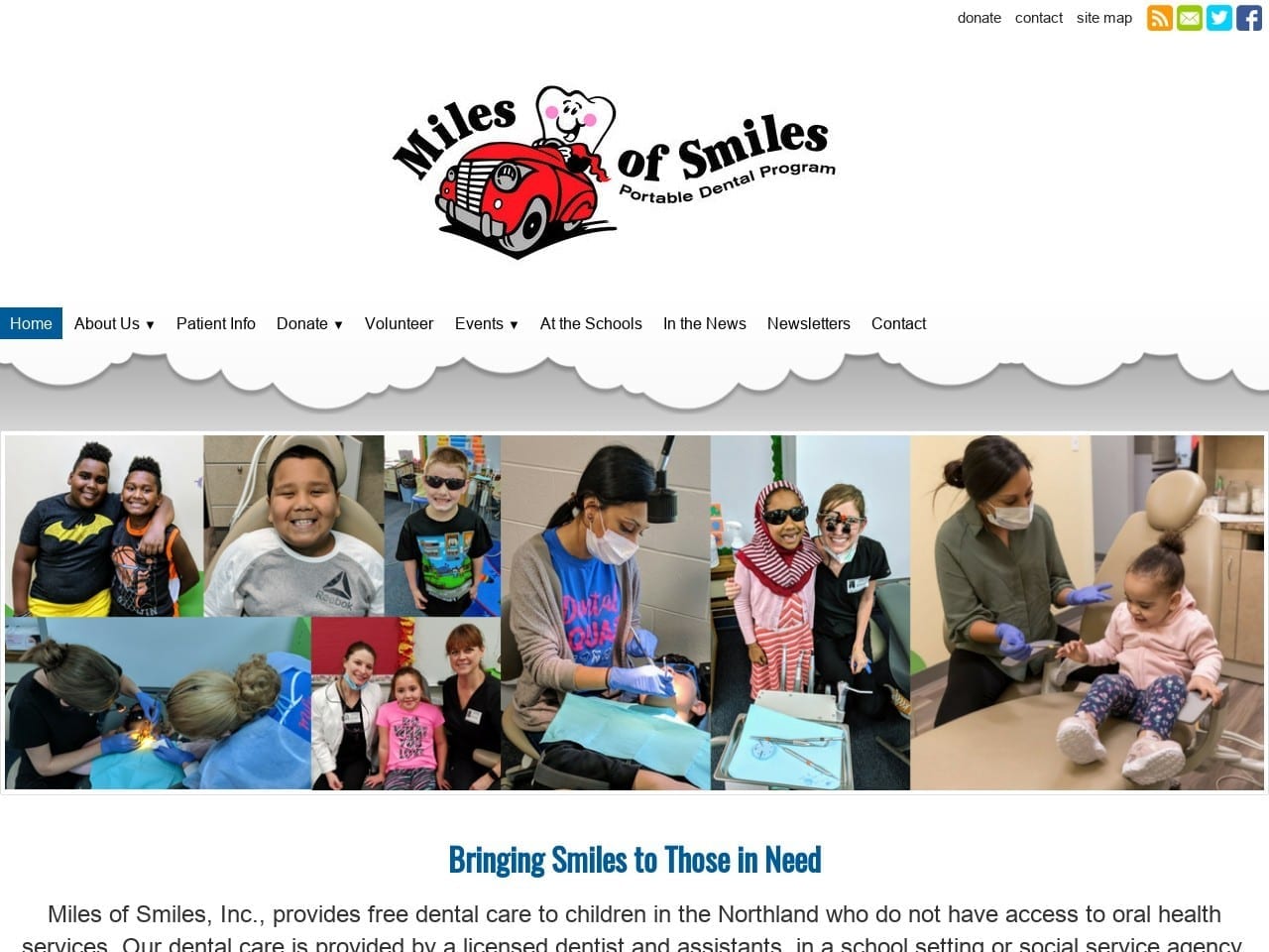 Miles of Smiles Inc Website Screenshot from milesofsmilesinc.org