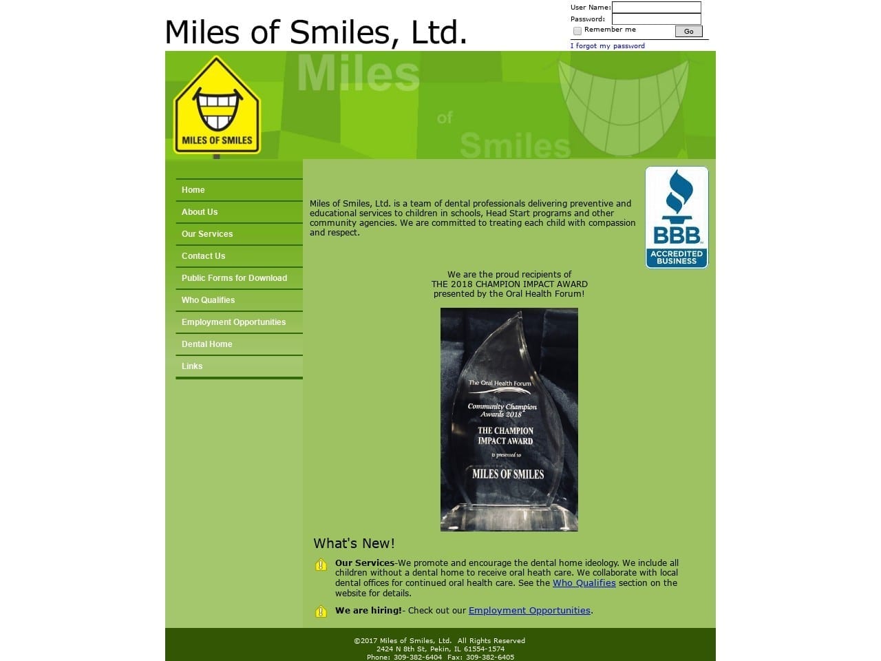 Miles of Smiles Website Screenshot from milesofsmilesltd.com