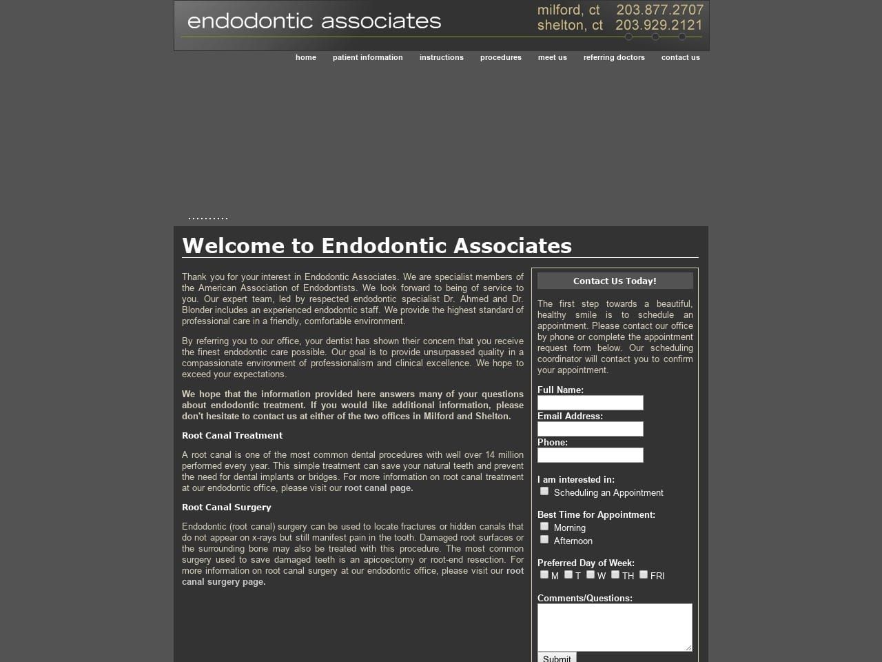 Endodontic Associates Website Screenshot from milfordendo.com