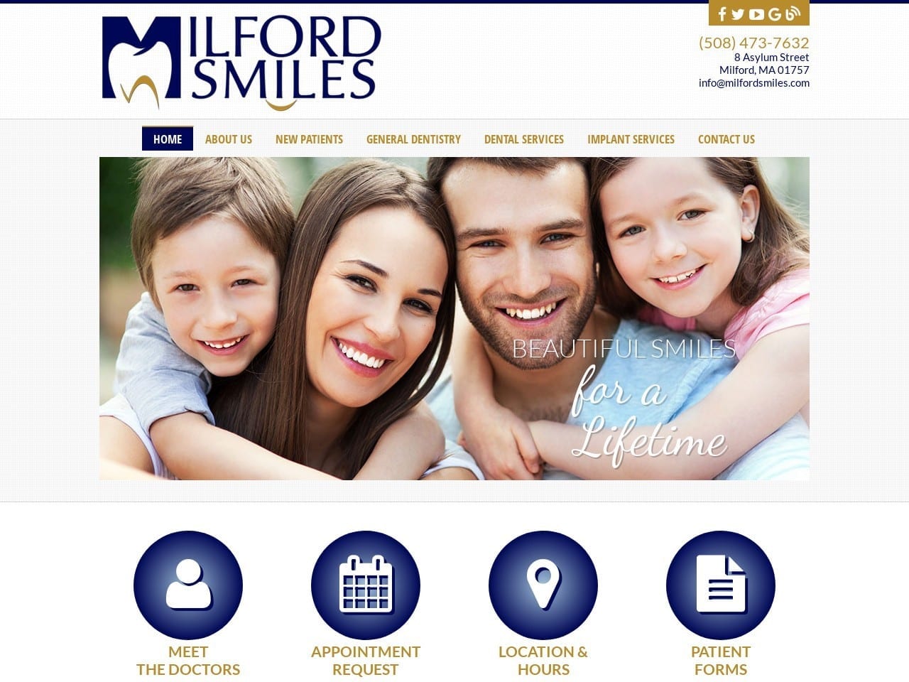 Milford Smiles Website Screenshot from milfordsmiles.com