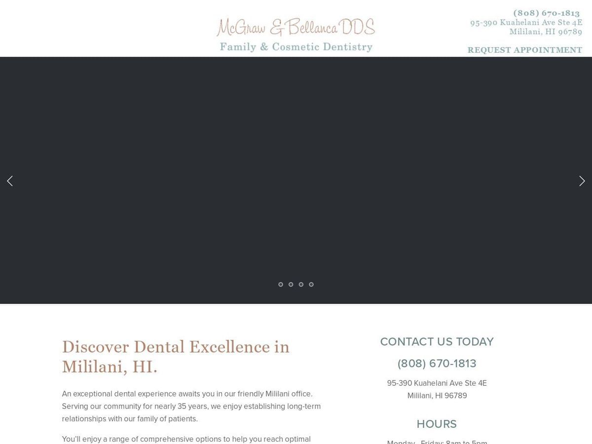 McGraw & Bellanca DDS Family Dentistry Website Screenshot from mililanidental.com