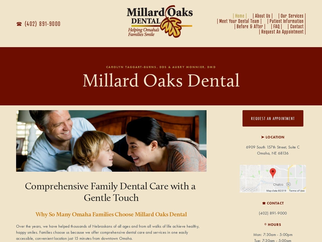 Millard Oaks Dental Website Screenshot from millardoaksdental.com