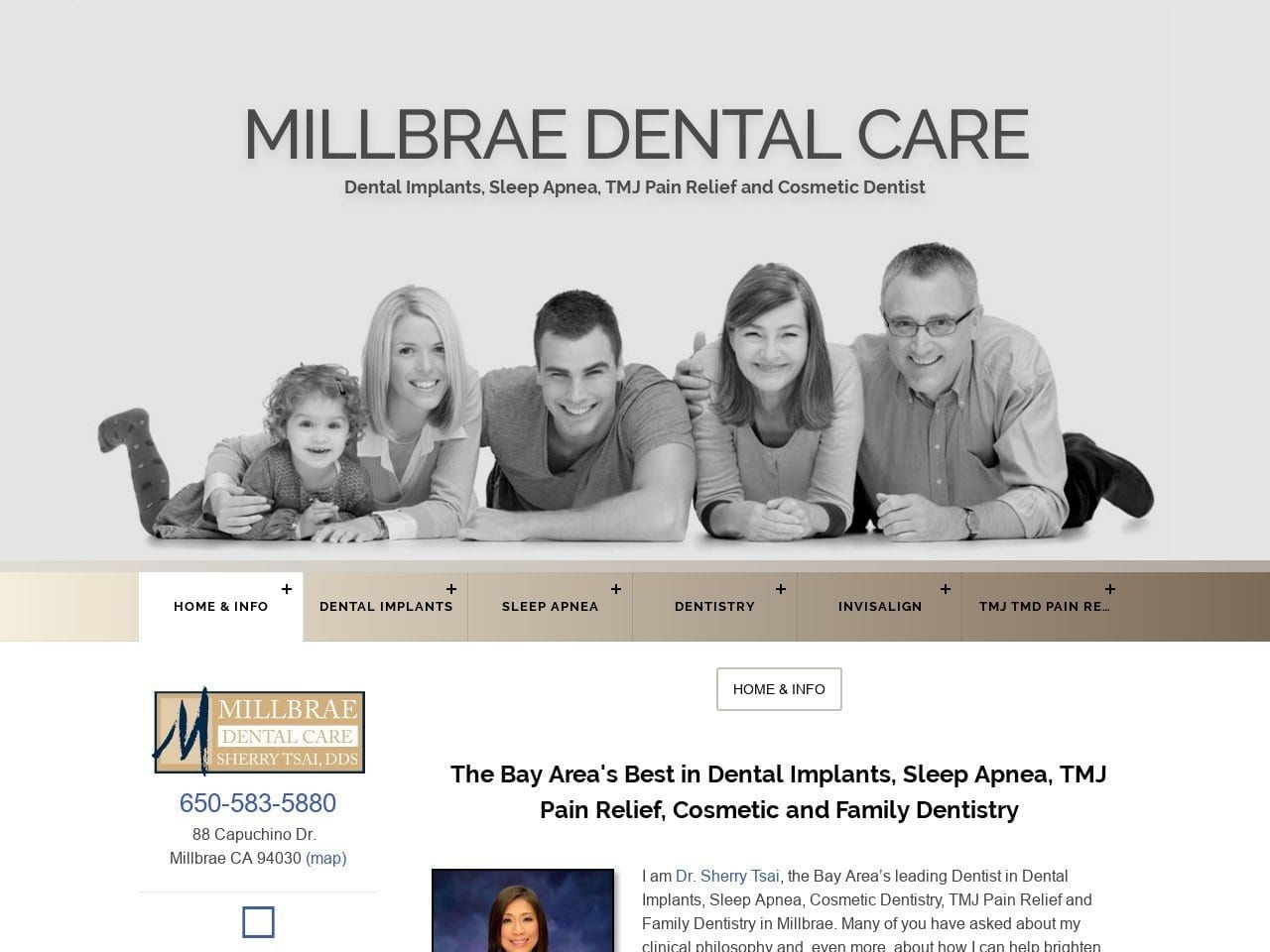 Millbrae Dental Care Website Screenshot from millbraedental.com