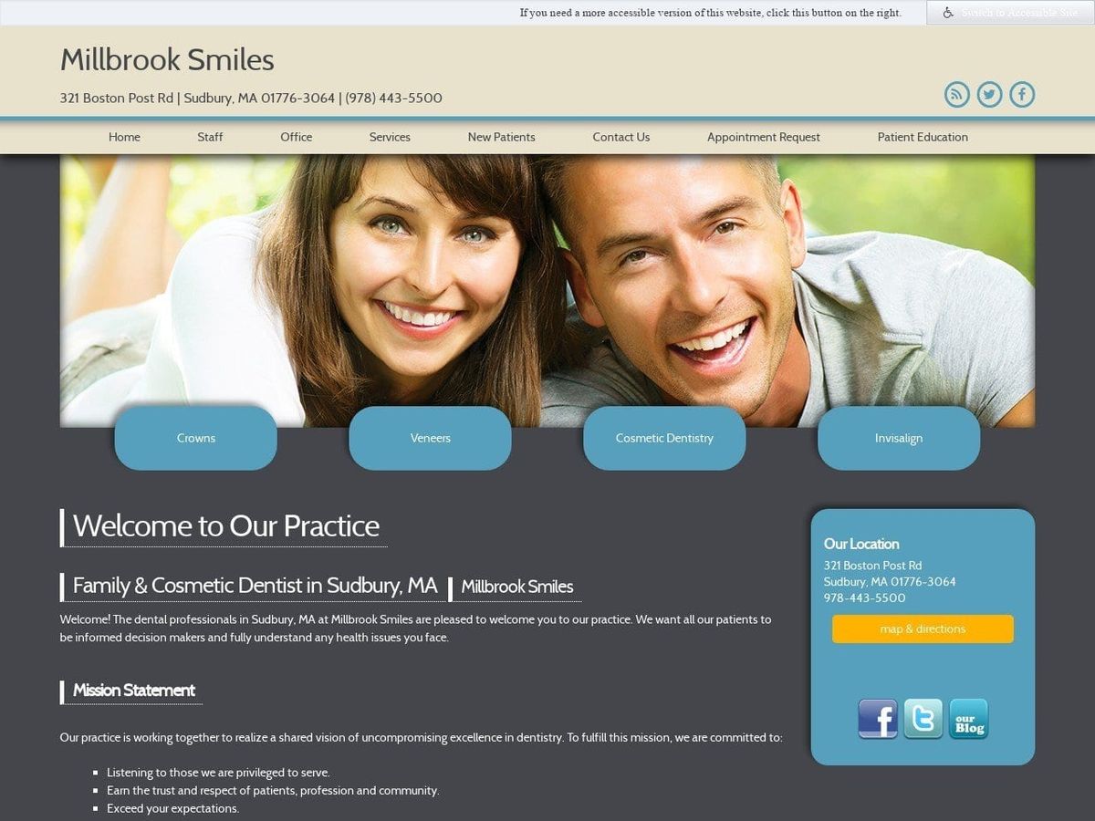 Millbrook Smiles Website Screenshot from millbrooksmiles.com