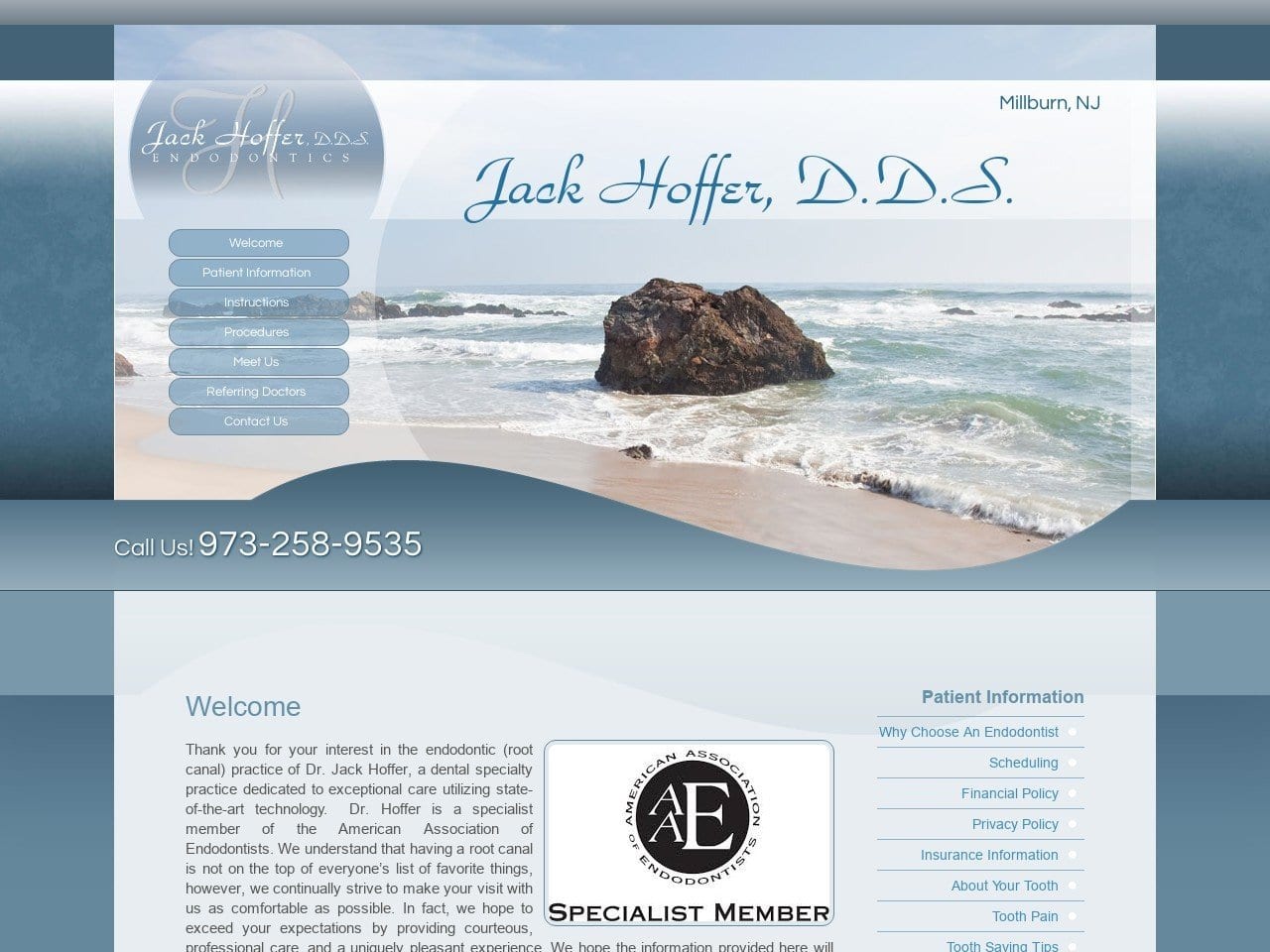 Dr. Jack Hoffer DDS Website Screenshot from millburnendo.com