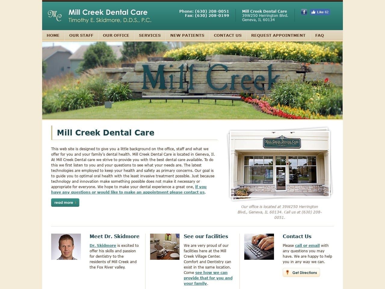 Mill Creek Dental Care Website Screenshot from millcreekdentalcare.com