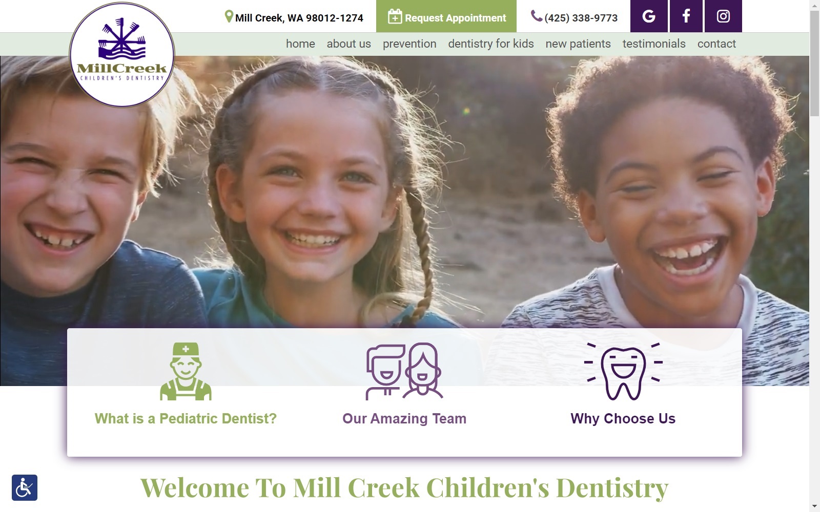 millcreekkidsdentistry.com screenshot