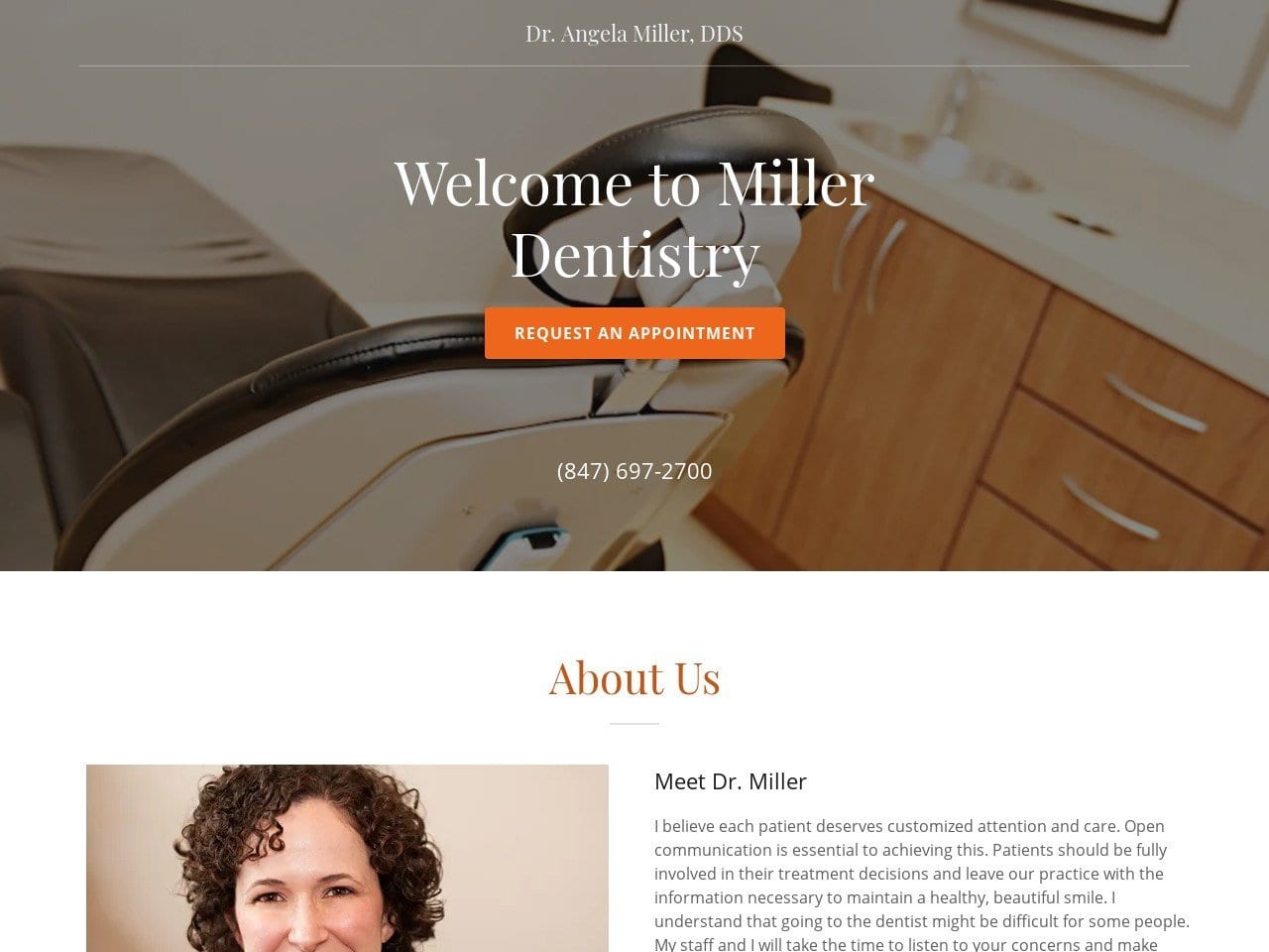 Miller Dentist Website Screenshot from millerdentistryllc.com