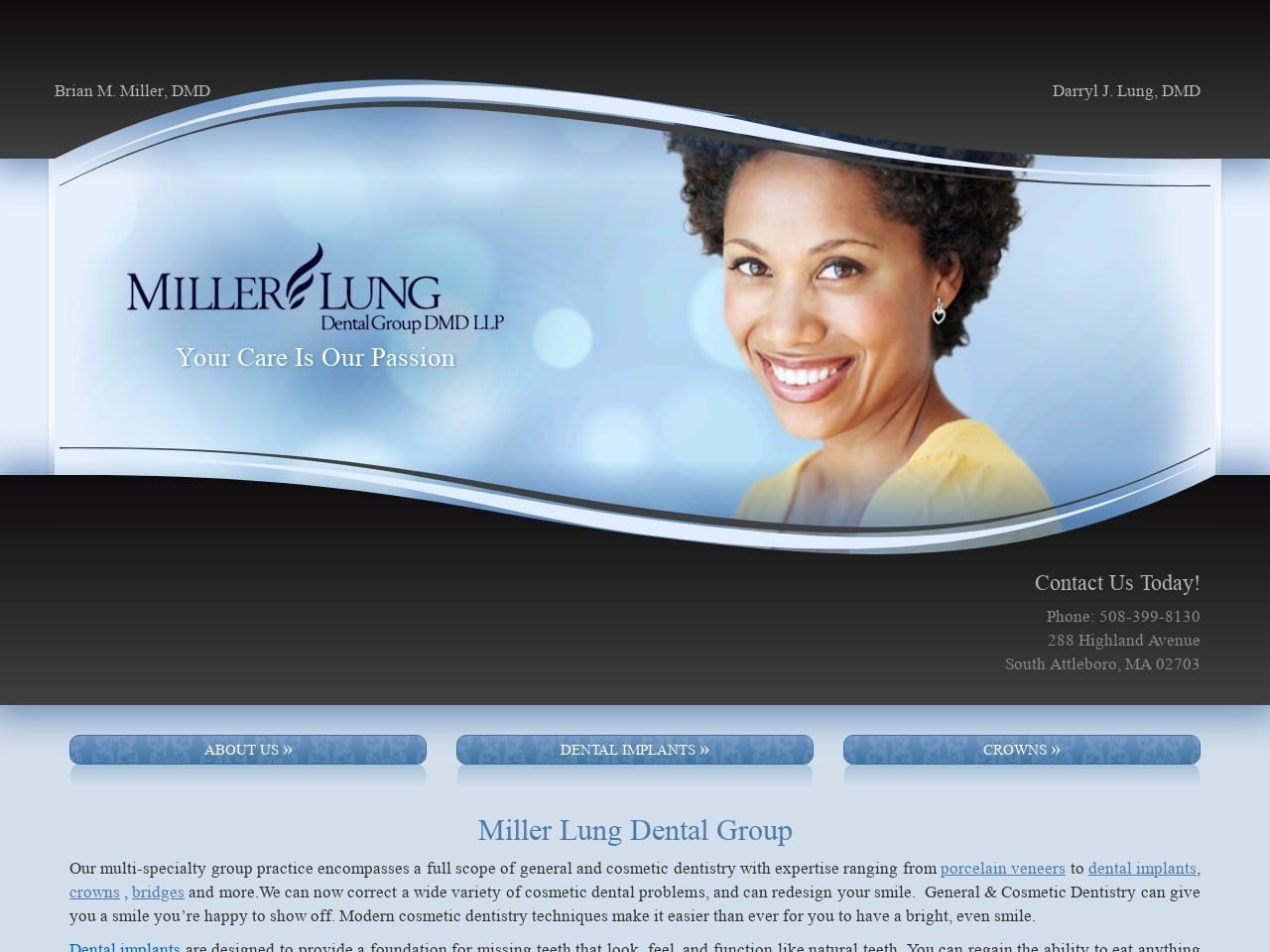 Miller Lung Dental Group Website Screenshot from millerlung.com