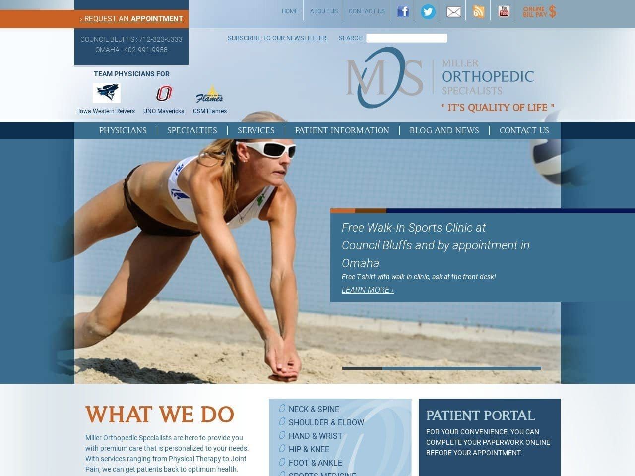 Miller Orthopedic Specialists Website Screenshot from millerortho.com