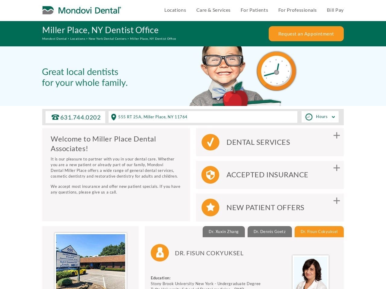 Miller Place Dental Associates Website Screenshot from millerplacedental.com