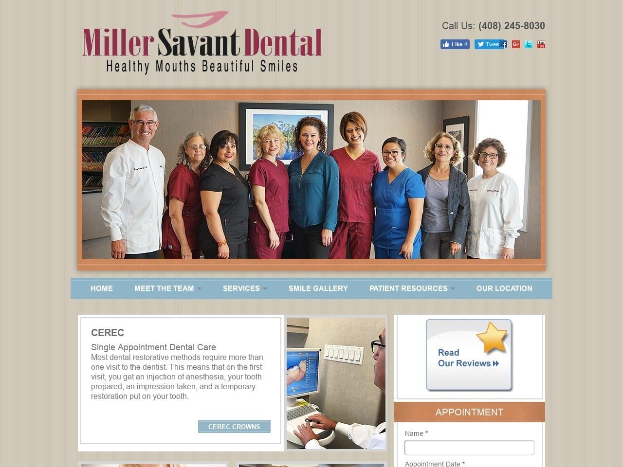 Millersavant Dental Website Screenshot from millersavantdental.com