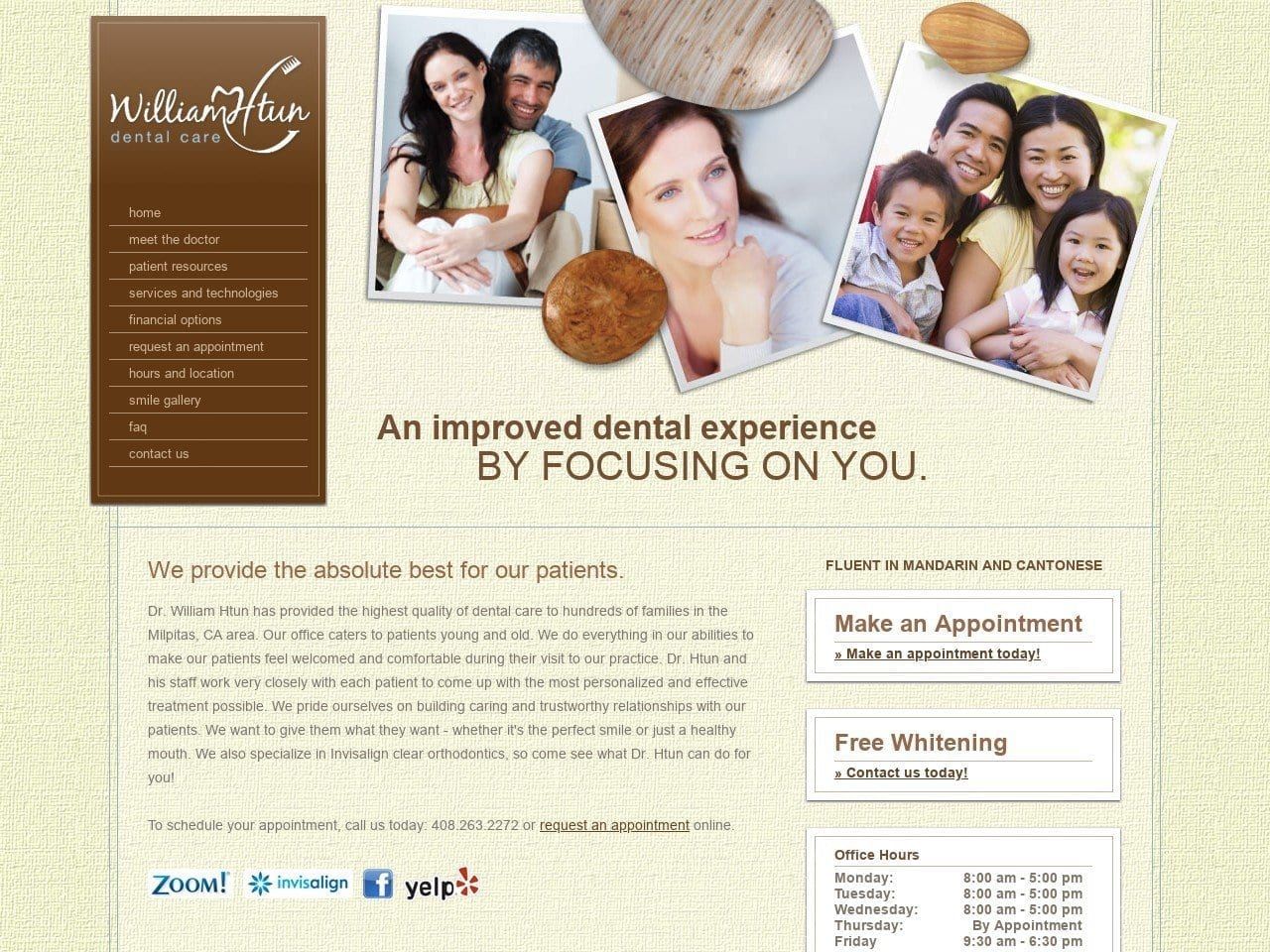 William Htun DDS Website Screenshot from milpitasfamilydentistry.com