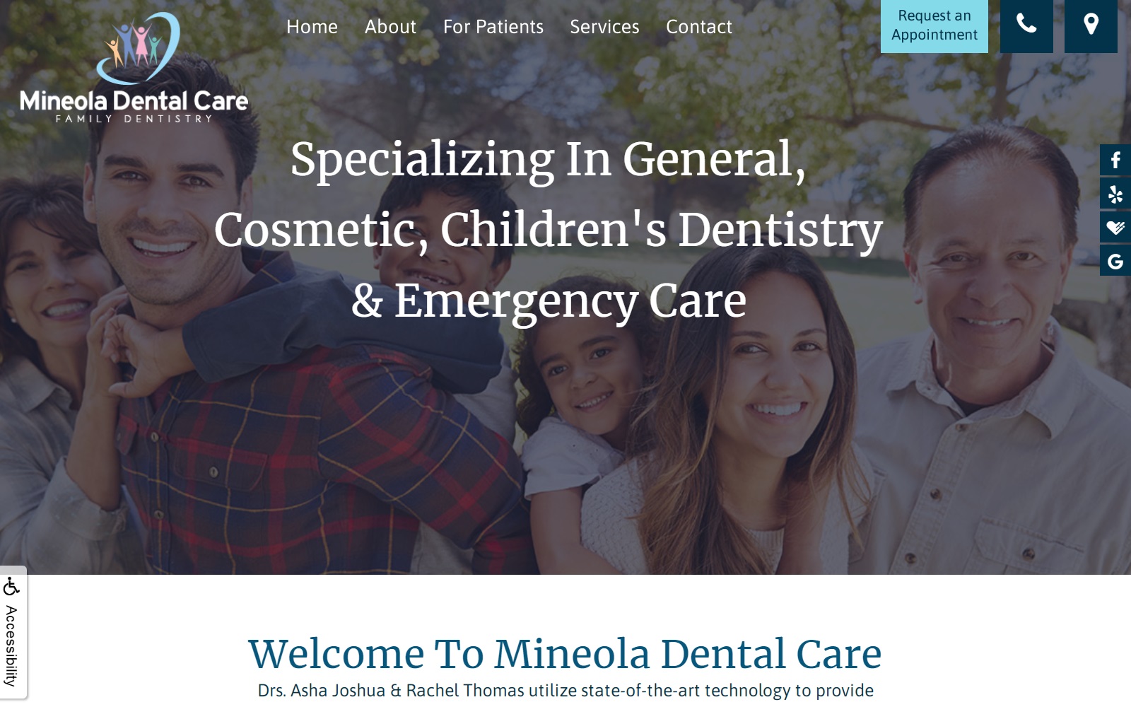 mineoladentalcare.com screenshot