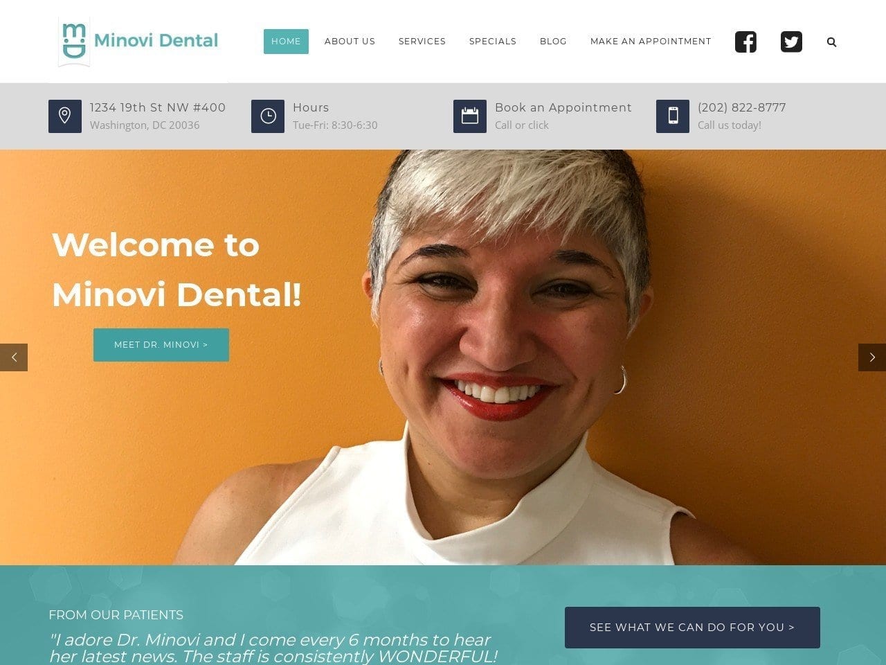 Minovi Dental Website Screenshot from minovidental.com