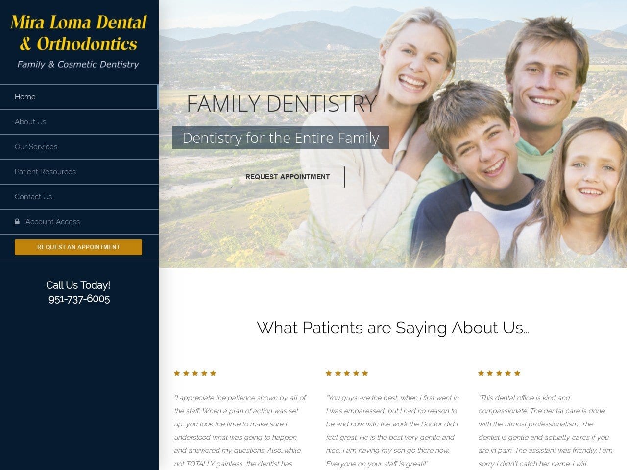 Mira Loma Dental Website Screenshot from miralomadental.com