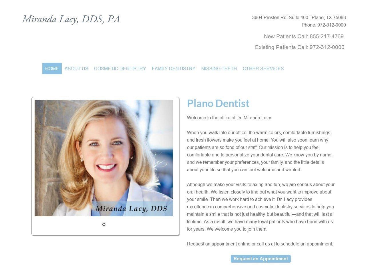 Dr. Miranda C. Lacy DDS Website Screenshot from mirandalacydds.com