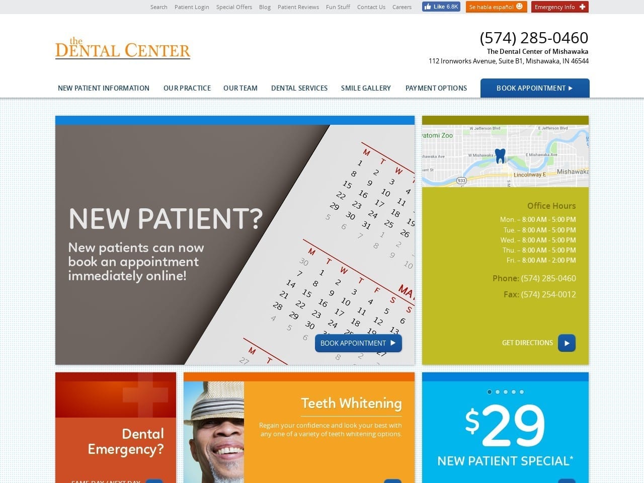 The Dental Center of Mishawaka Website Screenshot from mishawakadentistry.com