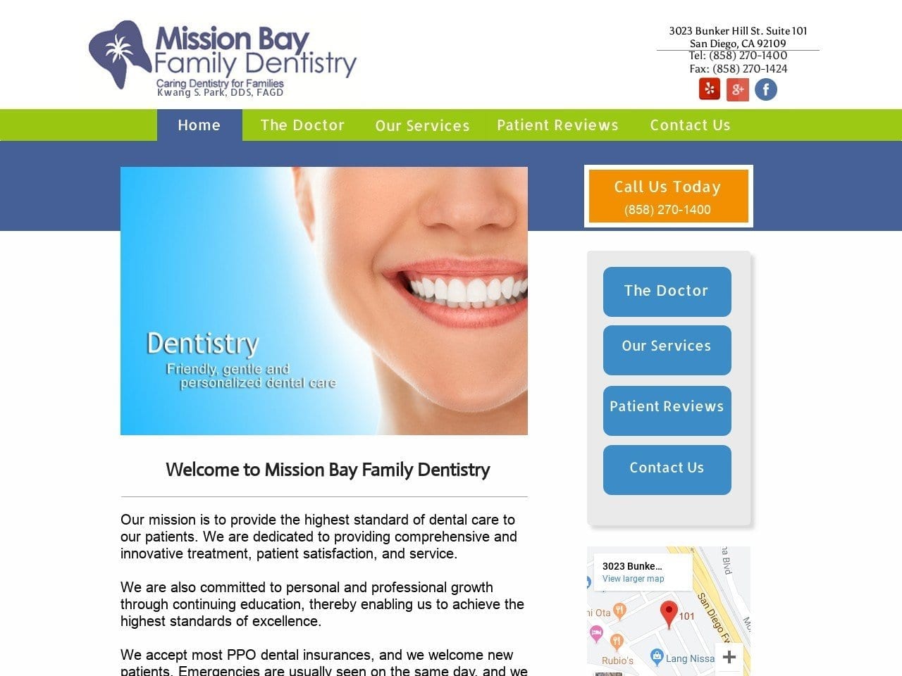 Park Kwang DDS Website Screenshot from missionbaydentistry.com