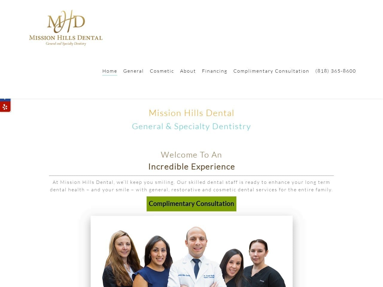 Mission Hills Dental Website Screenshot from missionhillssmiles.com