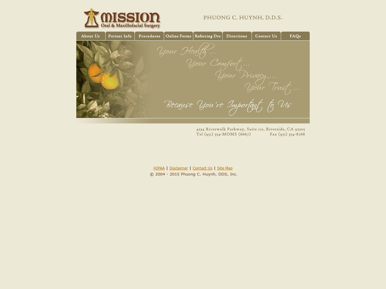Asthma Dentist Website Screenshot from missionoms.com