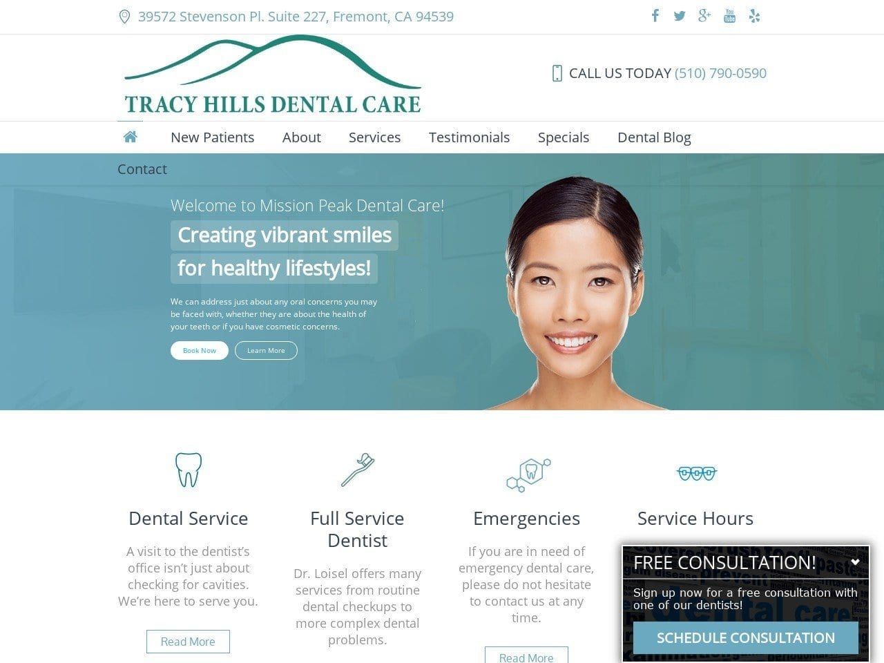 Mission Peak Dental Care Website Screenshot from missionpeakdental.com