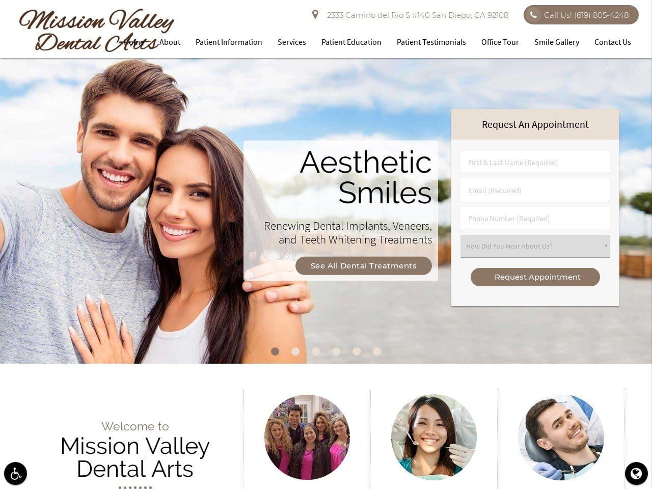 Mission Valley Dental Arts Website Screenshot from missionvalleydentalarts.com