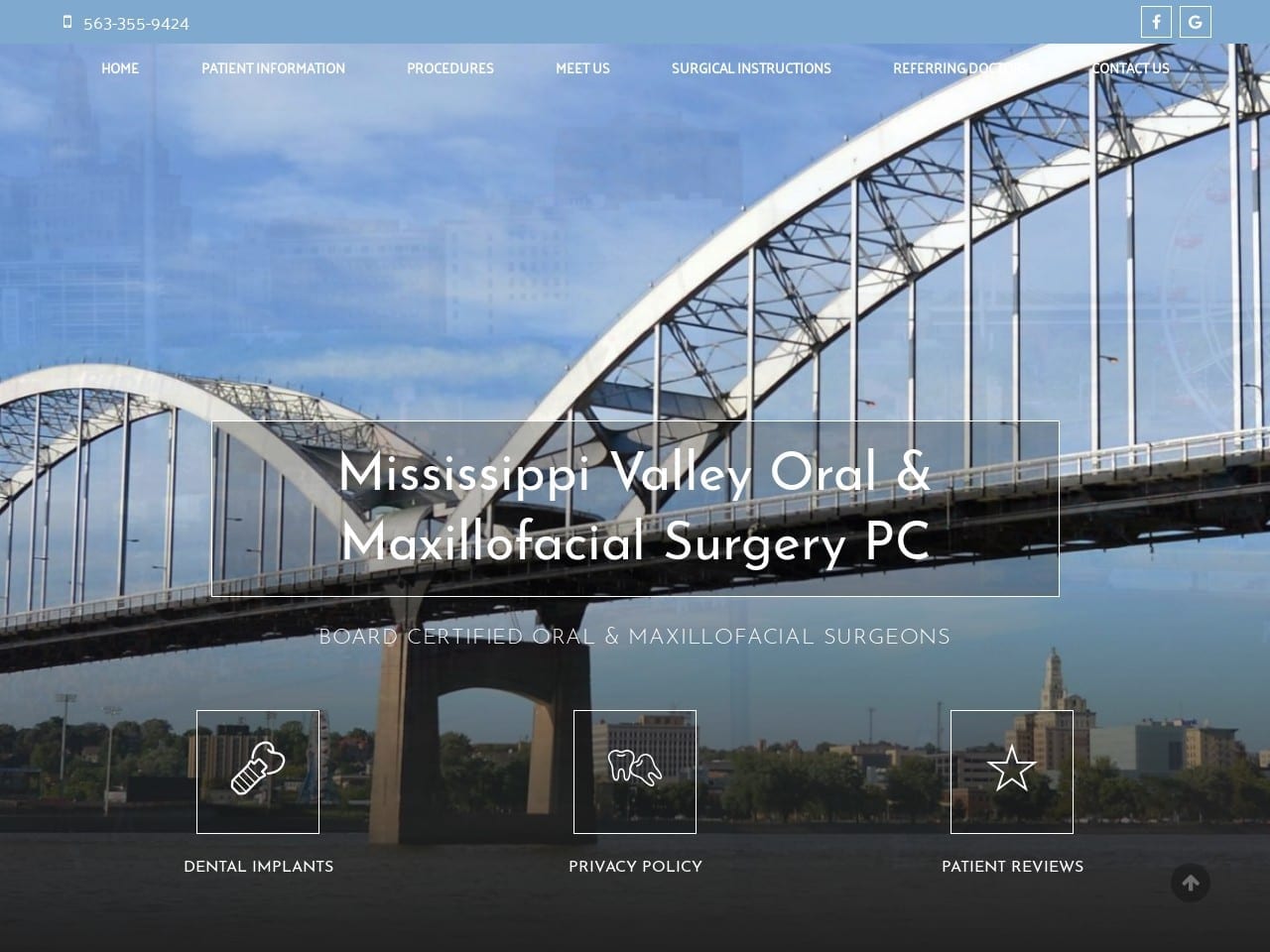 Mississippi Valley Oral Dentist Website Screenshot from mississippivalleyoms.com