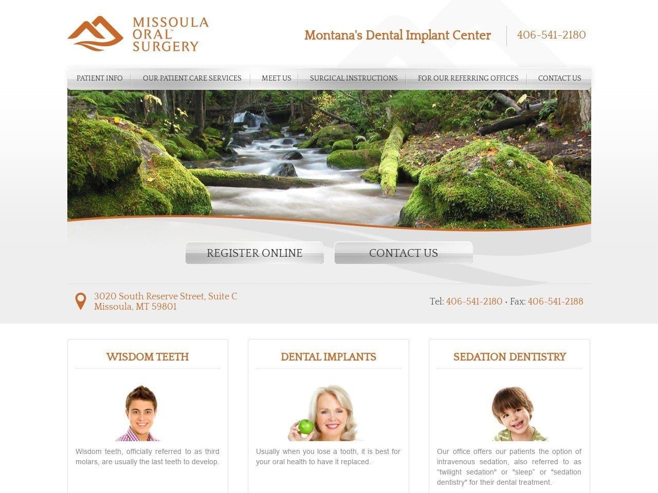 Missoula Oral Surgery Website Screenshot from missoulaoralsurgery.com