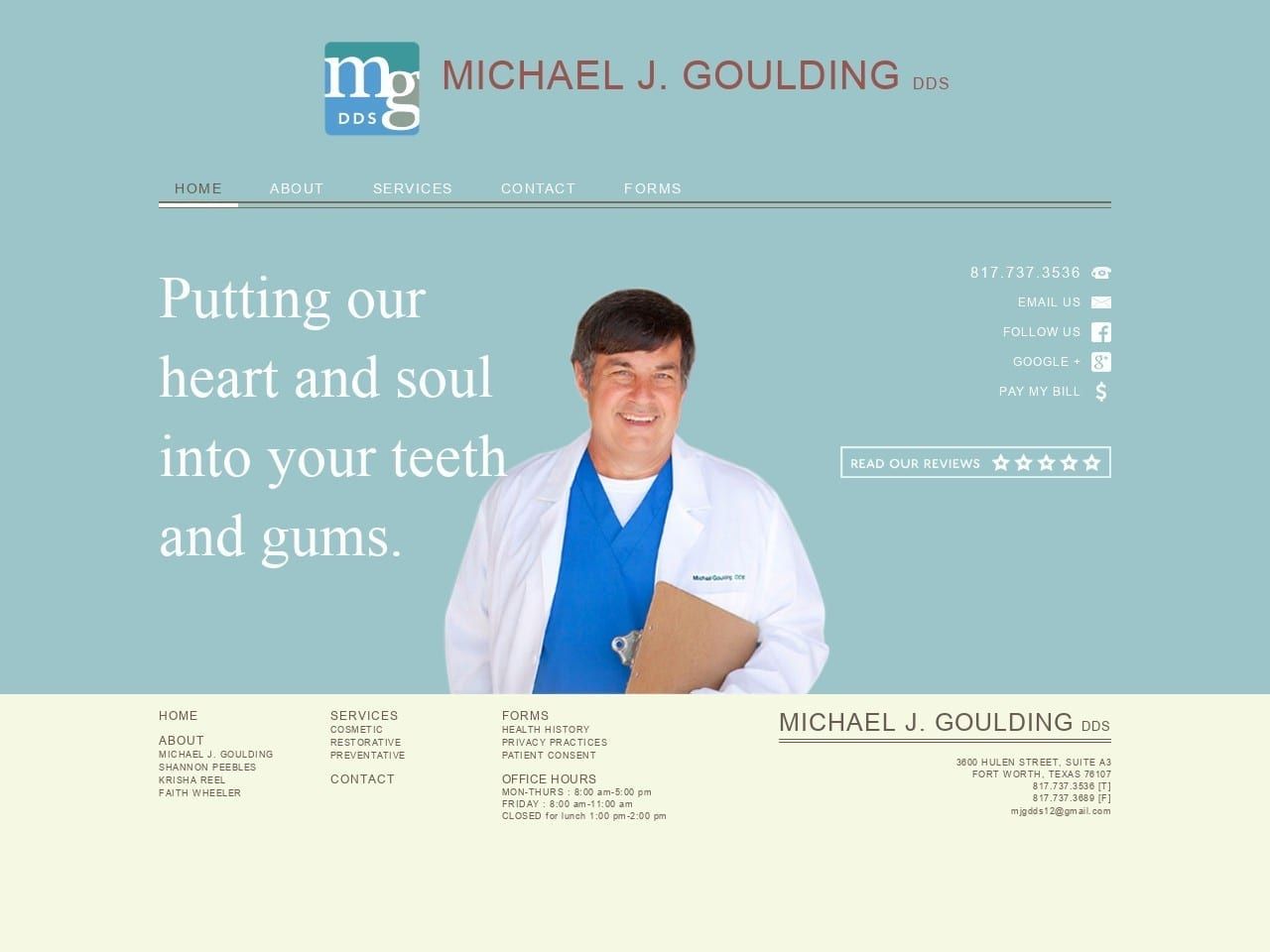 Michael J Goulding Website Screenshot from mjgdds.com