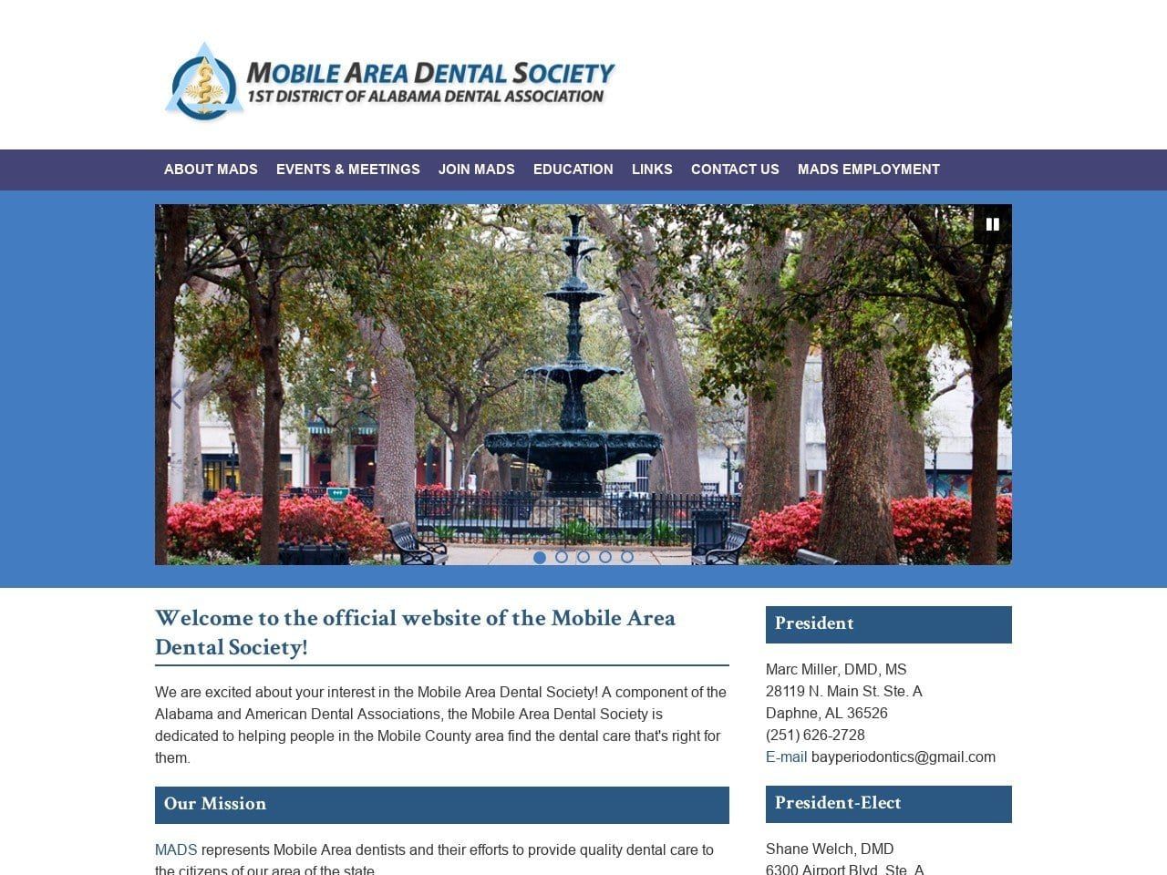 Mobilearea Dental Society Website Screenshot from mobileareadentalsociety.com