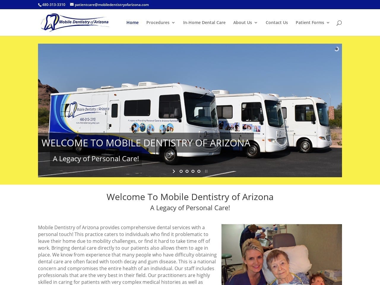 Mobile Dentistry of Arizona Website Screenshot from mobiledentistryofaz.com