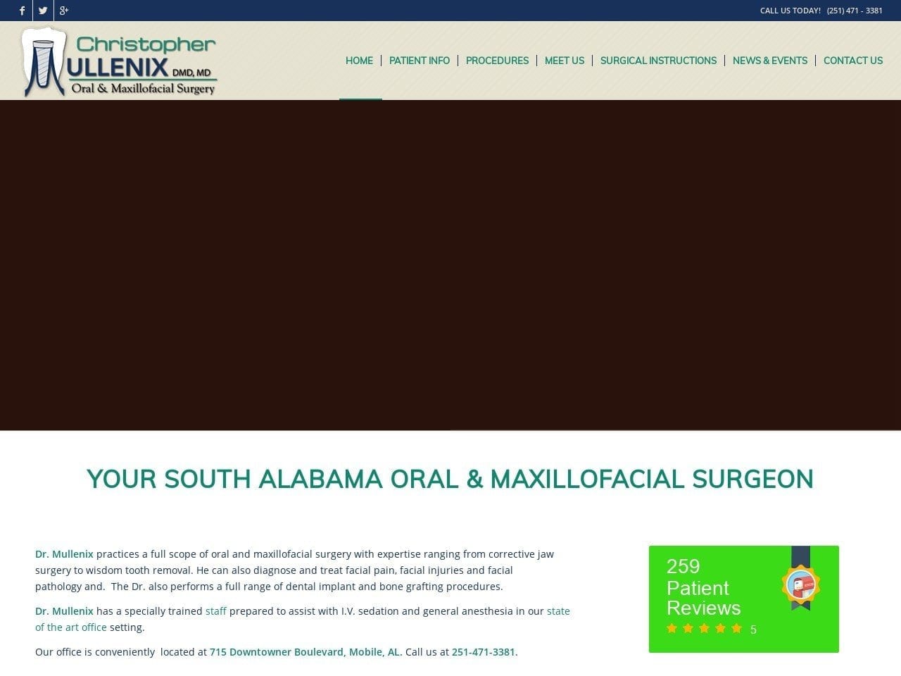 Gunter Dentist Website Screenshot from mobileoralsurgery.com