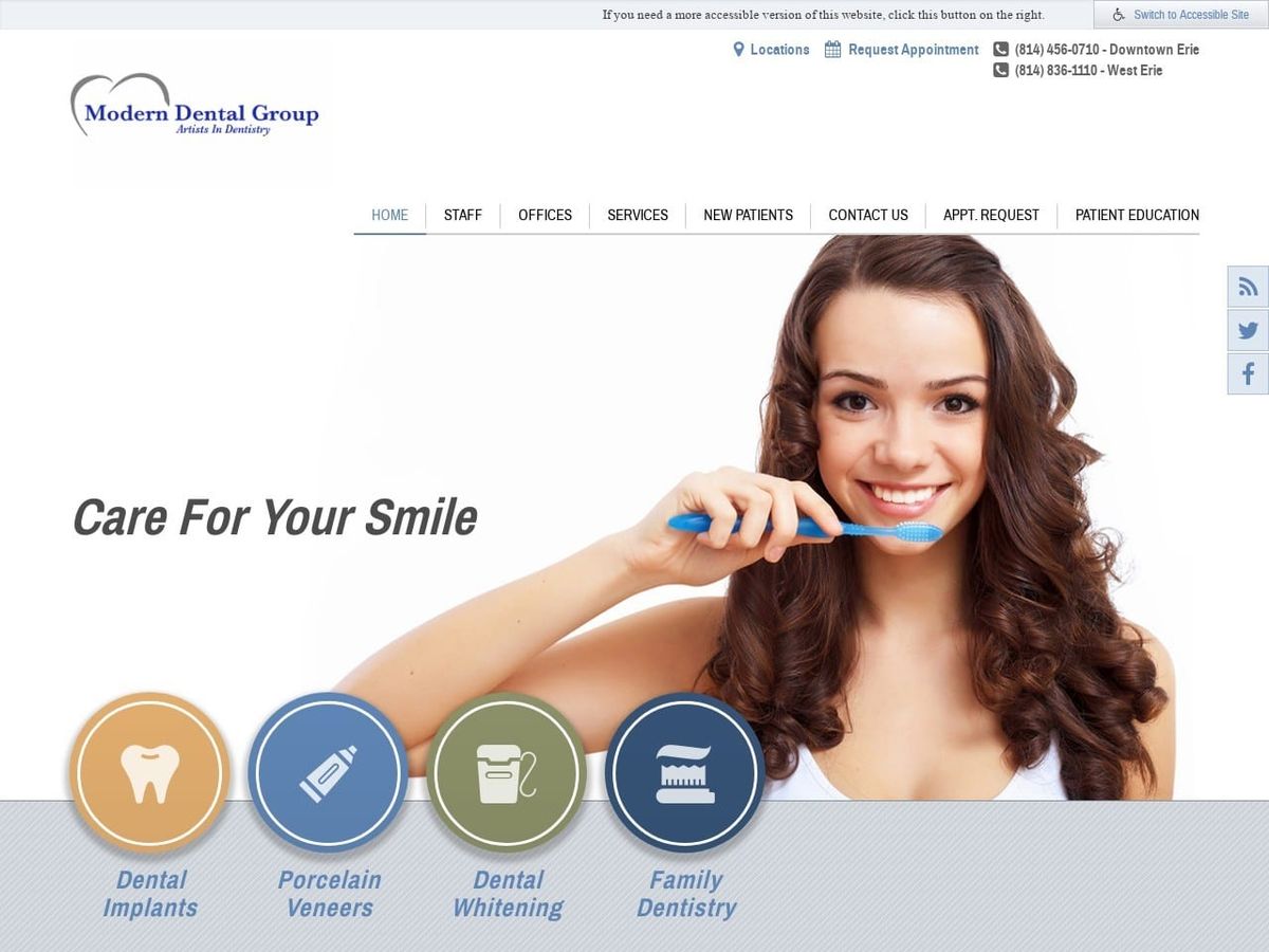 Modern Dental Group Website Screenshot from moderndentalgroup.com