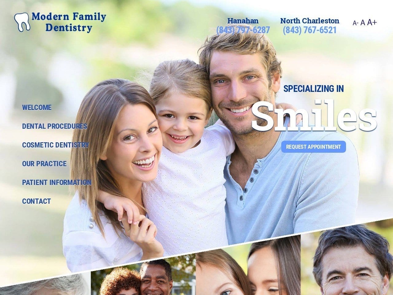 Modern Family Dentist Website Screenshot from modernfamilydentistry.net