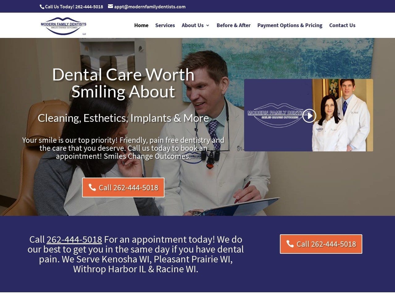 Modern Family Dentists LLC Website Screenshot from modernfamilydentists.com