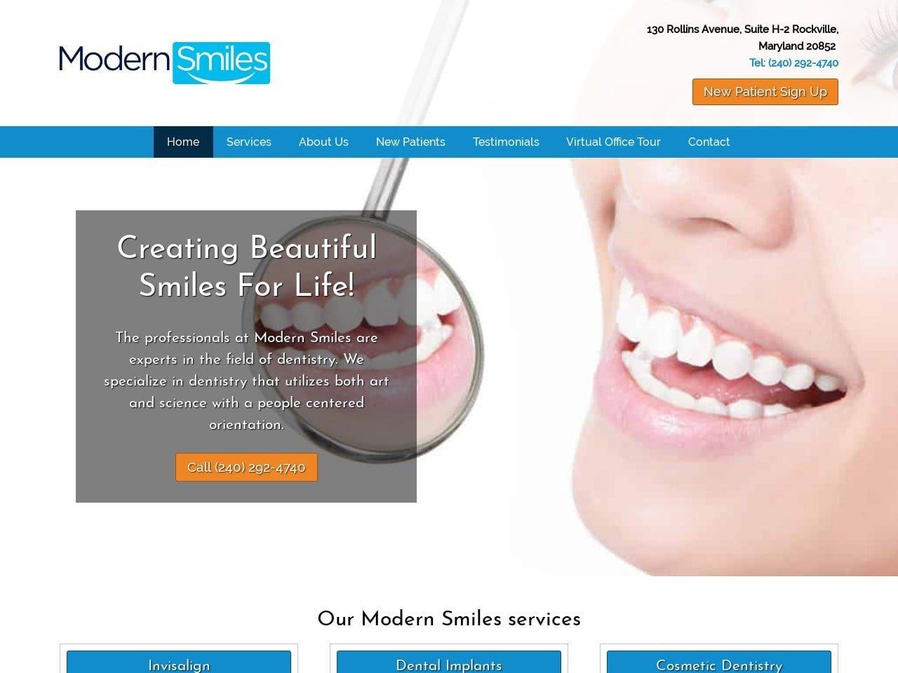 Modern Smiles Website Screenshot from modernsmilesdental.com
