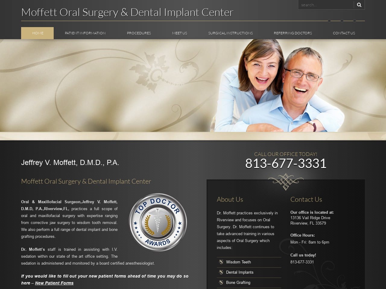 Moffett Oral Surgery Dentist Website Screenshot from moffettoralsurgery.com