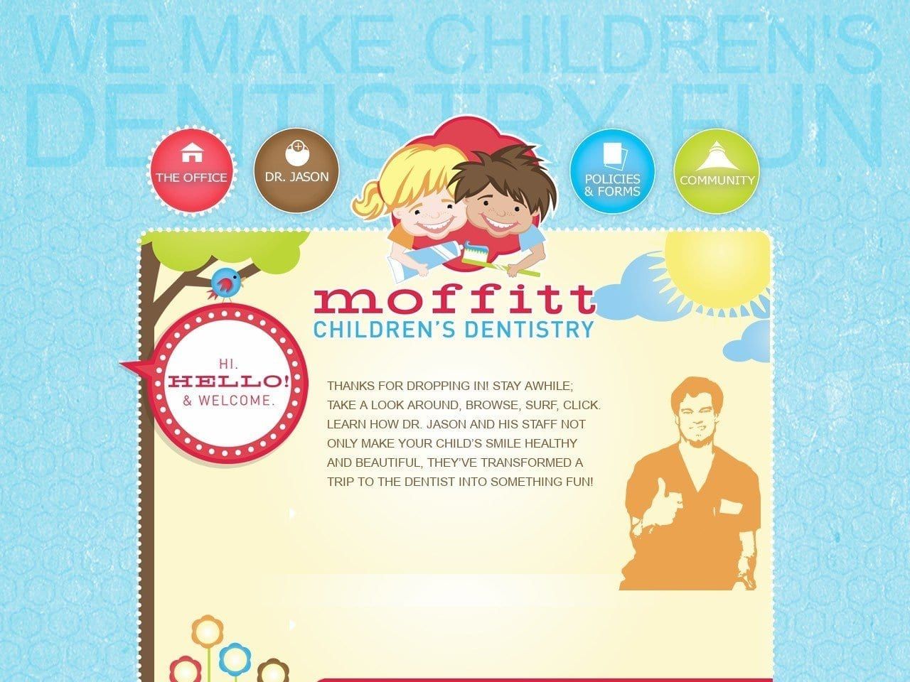Moffitt Childrens Dentistry Website Screenshot from moffittdental.com