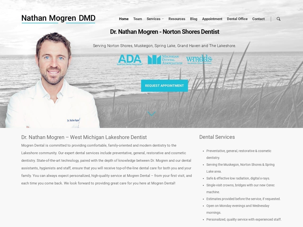 Mogren Dental Website Screenshot from mogrendental.com