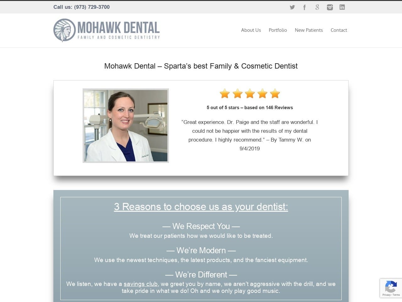 Mohawk Dental Website Screenshot from mohawkdental.com