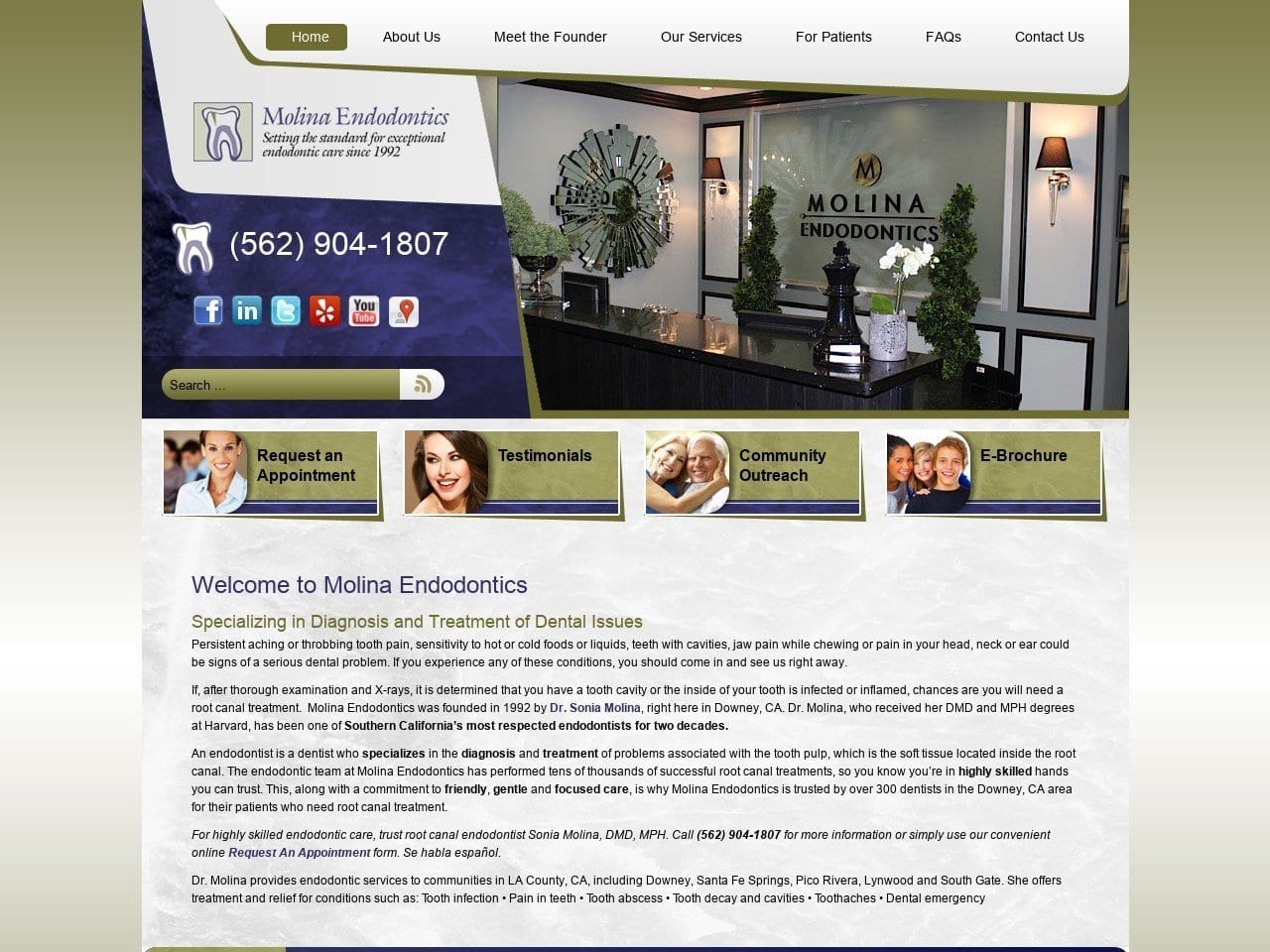 Molina Dentist Website Screenshot from molinaendo.com