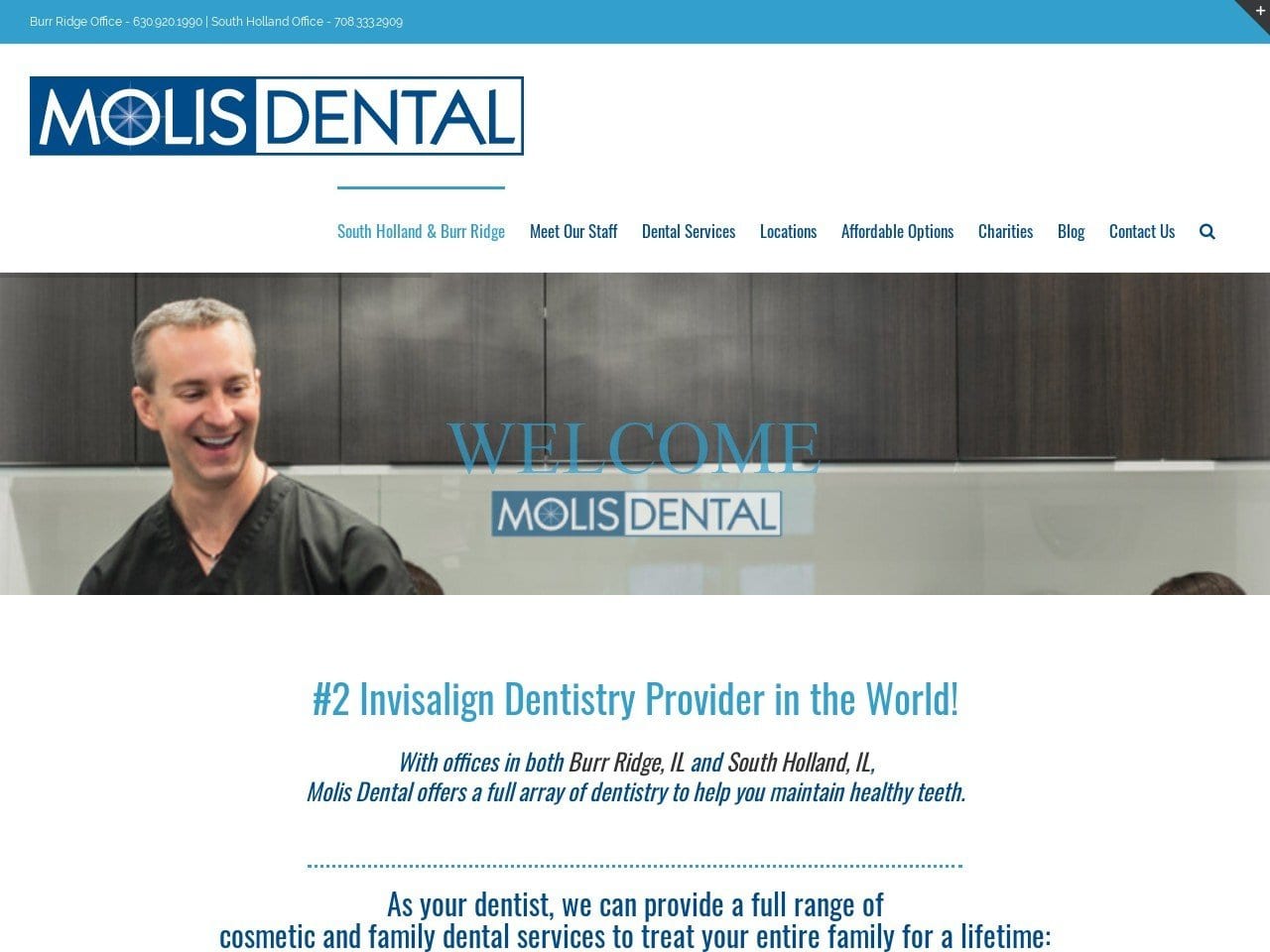 Dr. Ryan J. Molis DDS Website Screenshot from molisdental.com