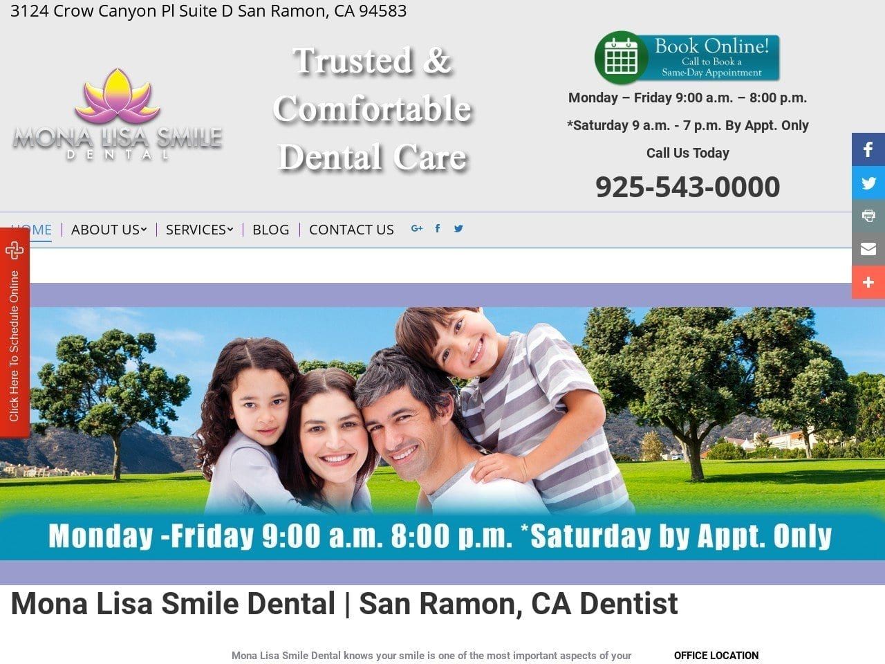Mona Lisa Smile Dental of San Ramon Website Screenshot from monalisasmiledental.com