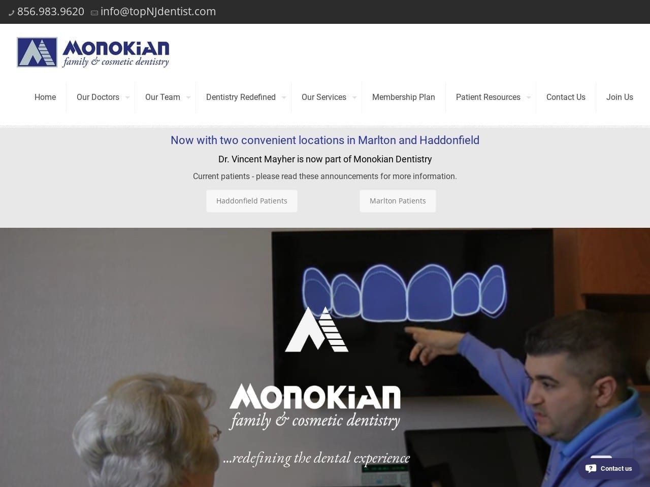 Monokian Family Dentist Website Screenshot from monokiandentistry.com