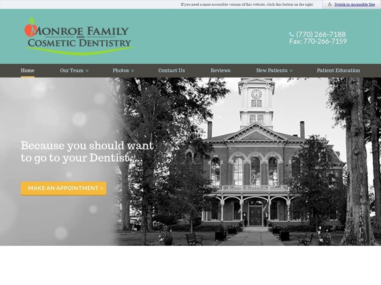 Monroe Family And Cosmetic Dentist Website Screenshot from monroefamilydental.com