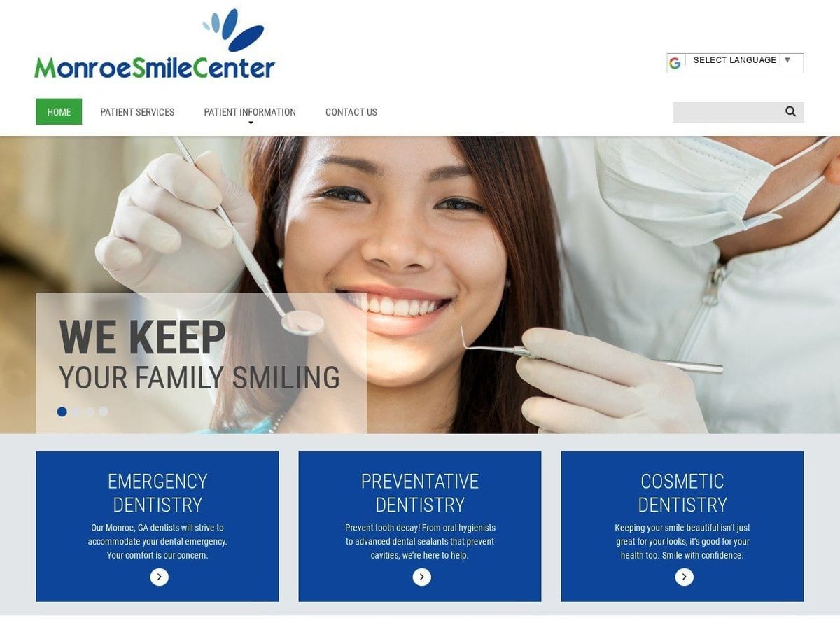 Monroe Smile Center Website Screenshot from monroesmilecenter.com