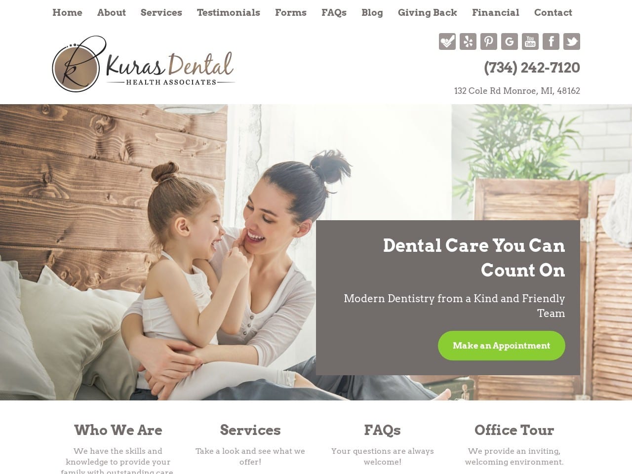 Kuras Dental Health Associates Website Screenshot from monroesmilemakers.com