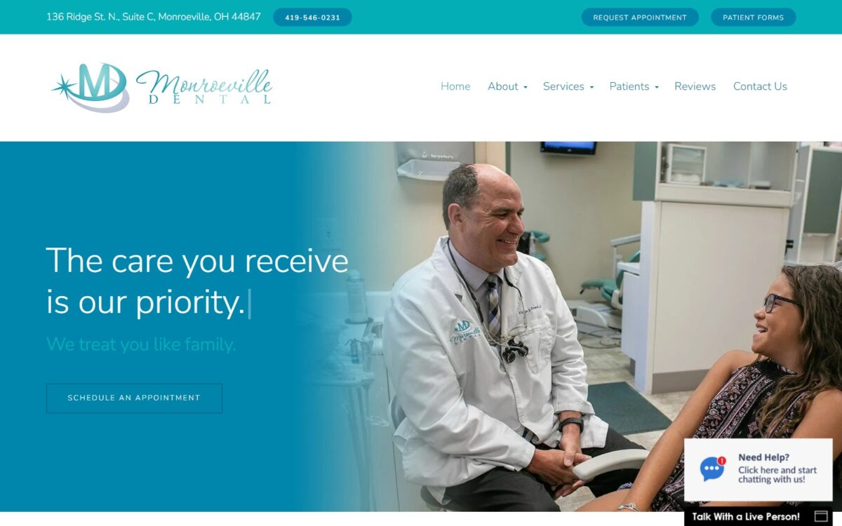 monroevilledental.com screenshot